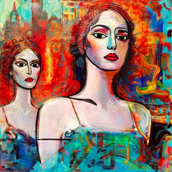 "Giovanna et sa sœur" başlıklı Dijital Sanat Doron B tarafından, Orijinal sanat, Dijital Resim Alüminyum üzerine monte edilm…