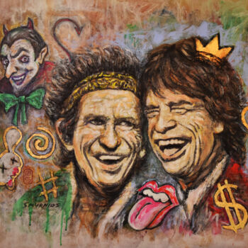 Peinture intitulée "Old mates having fun" par Nicholas Smyrnios, Œuvre d'art originale, Acrylique