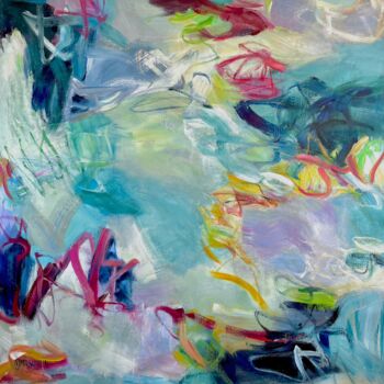 Painting titled "Creek Crossing" by Nancy J. Mclaughlin, Original Artwork, Acrylic Mounted on Other rigid panel