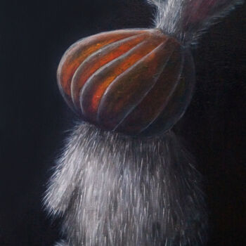 Painting titled "A sneaking glance,…" by An Viaznikova, Original Artwork, Acrylic Mounted on Wood Stretcher frame