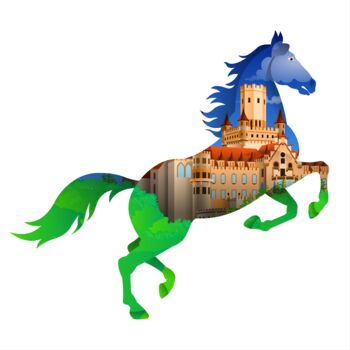 Digital Arts με τίτλο "A horse silhouette…" από Shamim Shaikh, Αυθεντικά έργα τέχνης, 2D ψηφιακή εργασία