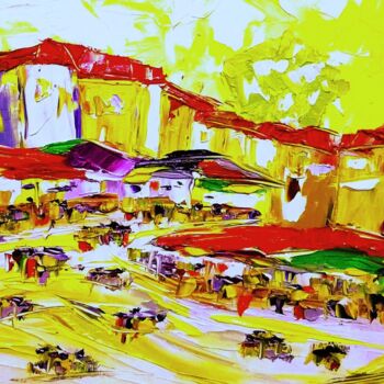 Painting titled "MARCHE PROVENCAL" by Patrick Hesnard, Original Artwork, Oil