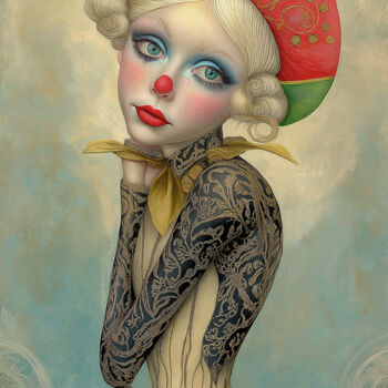 Arte digitale intitolato "The Sad Clowness" da Alla Pixel, Opera d'arte originale, Immagine generata dall'IA