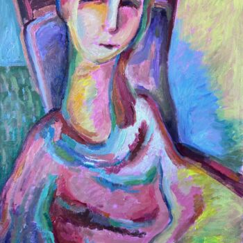 Peinture intitulée "Portrait of a Woman…" par Yuliya Pochynok (JJ Julia), Œuvre d'art originale, Huile Monté sur Châssis en…