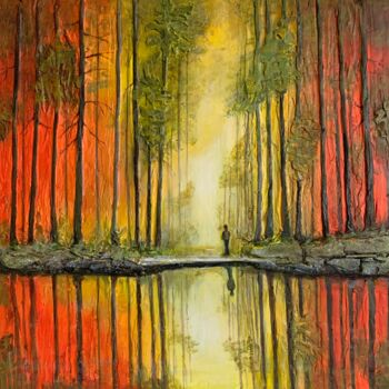Painting titled ""Whispers of Stilln…" by Larisa Kleiman, Original Artwork, Acrylic Mounted on Wood Stretcher frame
