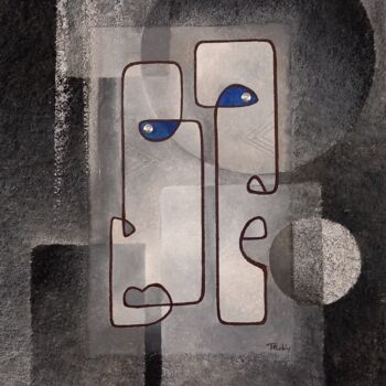 Pittura intitolato "Les désabusés N°2" da Thierry Robin, Opera d'arte originale, Gouache Montato su Telaio per barella in le…