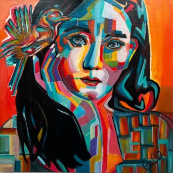 Painting titled "Poésie onirique" by Caco, Original Artwork, Acrylic Mounted on Wood Stretcher frame
