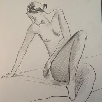 Drawing titled "Nu" by Katsiaryna Sumarava, Original Artwork, Graphite