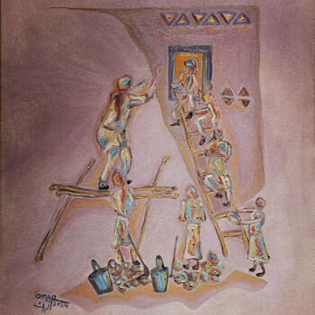 Peinture intitulée "Building Houses" par Omar Yousef Alrashed, Œuvre d'art originale, Huile