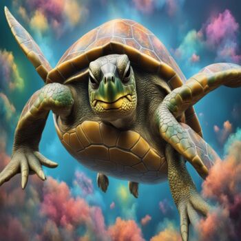 Arts numériques intitulée "turtles DNA" par Eduardo Vidal, Œuvre d'art originale, Image générée par l'IA