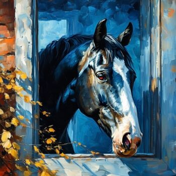 Digital Arts titled "horse under the moon" by Natalia Smirnova, Original Artwork, AI generated image