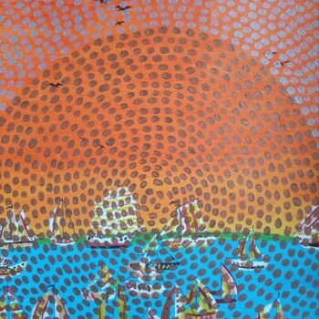 Pittura intitolato "Sunset Vertical Abs…" da Sajid Hussain, Opera d'arte originale, Acrilico
