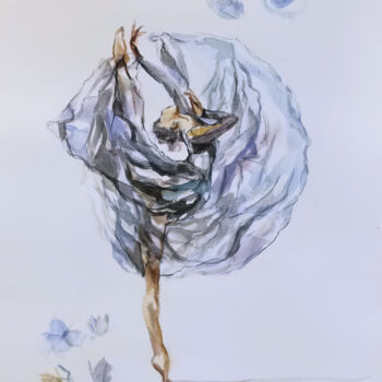 Drawing titled "Ballerina wall art,…" by Annet Loginova, Original Artwork, Watercolor