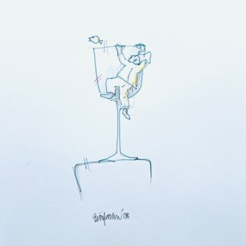 Drawing titled "Kleiner Fisch" by Bernd Bärfacker, Original Artwork, Ink