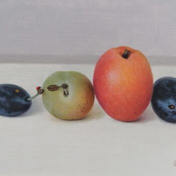 Painting titled "Les prunes et l'abr…" by Reza Sarrafi, Original Artwork, Oil