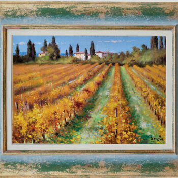 제목이 "Vineyard in autumn…"인 미술작품 Andrea Borella로, 원작, 기름 목재 패널에 장착됨