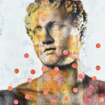 Collages titled "Pop Portrait" by Manel Villalonga, Original Artwork, Collages Mounted on Wood Panel