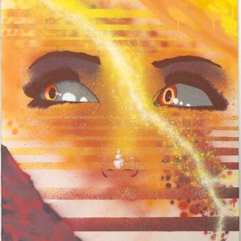 Painting titled "Lightning Spirit" by Wallhacker, Original Artwork, Spray paint Mounted on Wood Stretcher frame
