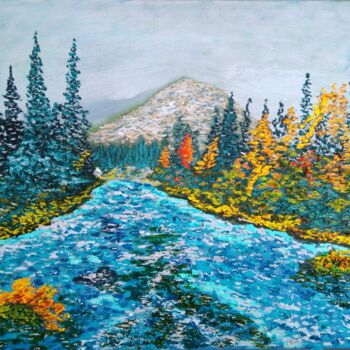 Ζωγραφική με τίτλο "Autumn forest in Kh…" από Stanislav Gurinovich, Αυθεντικά έργα τέχνης, Λάδι
