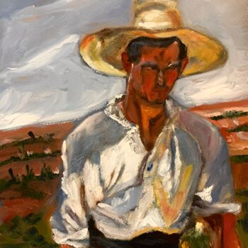 Pintura titulada "Agricultor" por Mónica Caruncho Fontela, Obra de arte original, Oleo