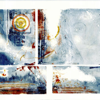 Gravures & estampes intitulée "Beyond stars and ga…" par Sophie Gerin, Œuvre d'art originale, Monotype