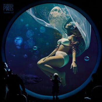 Digital Arts titled "Sea Goddess" by Pointless Pixels, Original Artwork, AI generated image Mounted on Wood Stretcher frame