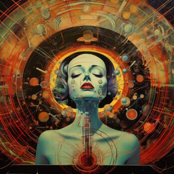 Digital Arts titled "Double Drop v2" by Pointless Pixels, Original Artwork, AI generated image Mounted on Wood Stretcher fra…