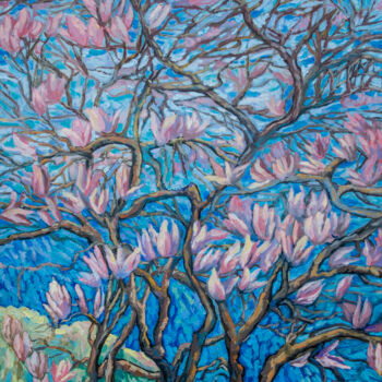 Pittura intitolato "Magnolia #2" da Lilit Vardanyan, Opera d'arte originale, Olio