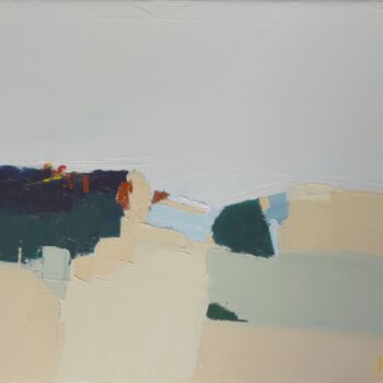 Painting titled "Entre deux" by Sandrine Hirson, Original Artwork, Oil Mounted on Wood Stretcher frame