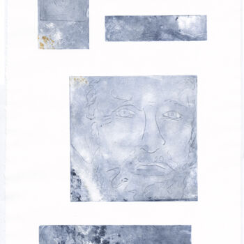 Gravures & estampes intitulée "Blue one" par Sophie Gerin, Œuvre d'art originale, Monotype