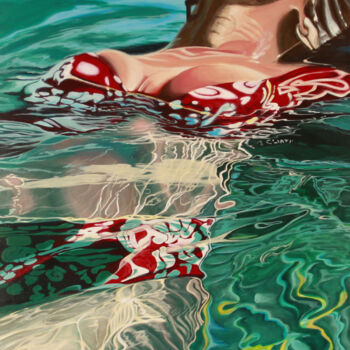 绘画 标题为“Décolleté flottant” 由Isabelle Hermida, 原创艺术品, 丙烯 安装在木质担架架上