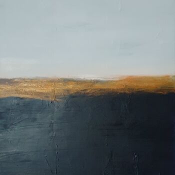 Painting titled "Horizon 2" by Sandrine Hirson, Original Artwork, Oil Mounted on Wood Stretcher frame