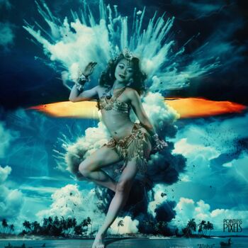 Digital Arts titled "ALOHA" by Pointless Pixels, Original Artwork, 2D Digital Work Mounted on Wood Stretcher frame