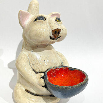 Sculpture titled "Happy Relax" by Viktor Zuk, Original Artwork, Ceramics