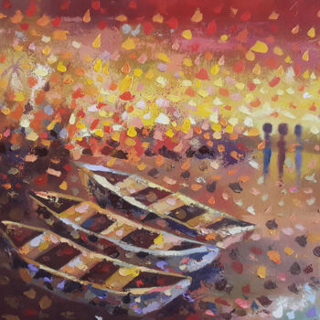 「Sunset Beach painti…」というタイトルの絵画 Alex Mensahによって, オリジナルのアートワーク, アクリル
