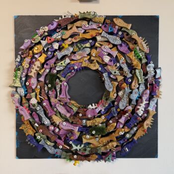 Peinture intitulée "Fish Salad" par Michael Fantozzi, Œuvre d'art originale, Acrylique Monté sur Panneau de bois