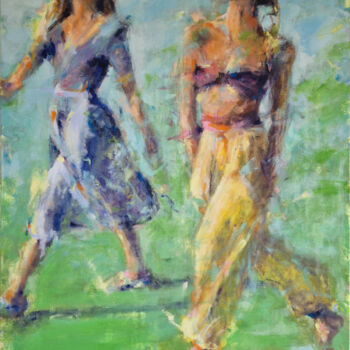 Peinture intitulée "Balade entre filles" par Isabelle Cotillard, Œuvre d'art originale, Huile Monté sur Châssis en bois