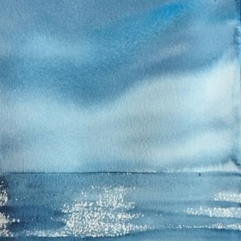 Painting titled "Небо, море" by Anna Rogotneva, Original Artwork, Watercolor