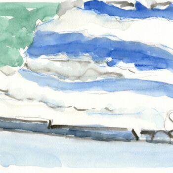 Malerei mit dem Titel "Elbe bei Teufelsbrü…" von Detlef Lemme (Farbenkugel), Original-Kunstwerk, Aquarell