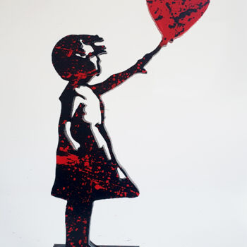 Sculpture intitulée "Spaco -  fille Bank…" par Spaco, Œuvre d'art originale, Acrylique