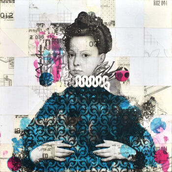 Collages titled "Infanta_Isabella" by Manel Villalonga, Original Artwork, Collages Mounted on Wood Panel