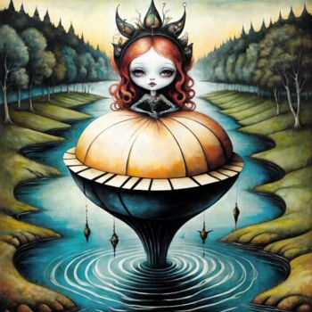Painting titled "Pumpkin Monarch" by Alexandr Kuznetsov, Original Artwork, Acrylic Mounted on Wood Stretcher frame