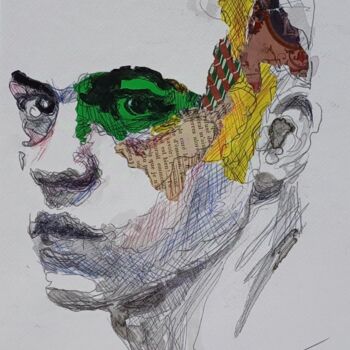 Drawing titled "Oeuvre homme" by Aurélie Salvaing, Original Artwork, Ink