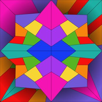 Arts numériques intitulée "A vibrant geometric…" par Shamim Shaikh, Œuvre d'art originale, Travail numérique 2D