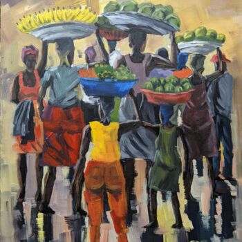 Painting titled "SOME OF US" by Noah Bugingo, Original Artwork, Acrylic Mounted on Wood Stretcher frame