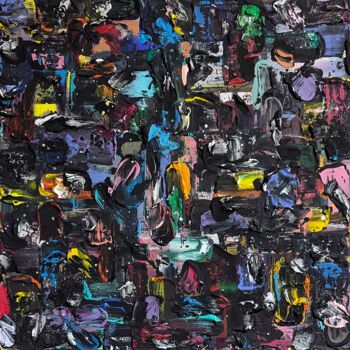 Painting titled "Urban Black Texture…" by Julia Lilla, Original Artwork, Acrylic Mounted on Wood Stretcher frame