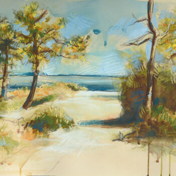 Peinture intitulée "Les Saumonards" par Benedicte Gele, Œuvre d'art originale, Aquarelle