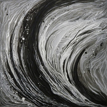 Painting titled "Black and White Abs…" by Oksana Kulik, Original Artwork, Acrylic Mounted on Wood Stretcher frame