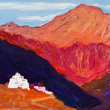 Ζωγραφική με τίτλο "Ladakh, Shankar mon…" από Michel Testard, Αυθεντικά έργα τέχνης, Ακρυλικό Τοποθετήθηκε στο Ξύλινο φορείο…