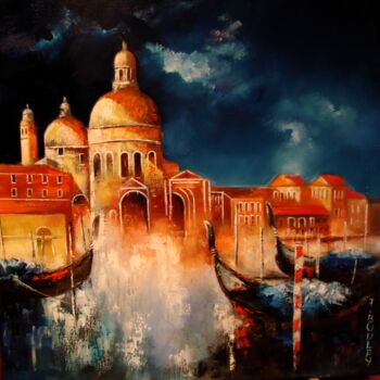 Peinture intitulée "Vue sur Venise" par Felix Boulay, Œuvre d'art originale, Huile Monté sur Châssis en bois